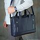Men's business leather bag 'Solomon' (Dark blue). Men\'s bag. DragonBags - Men's accessories. My Livemaster. Фото №6
