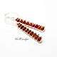 Silver earrings with agate 'Flame of passion' 952 samples of wire wrap, Earrings, Yaroslavl,  Фото №1