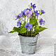 Forest violet. Arrangement in a tin bucket. Composition. KG_flowers. Online shopping on My Livemaster.  Фото №2