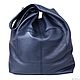 Order Leather String Bag - Leather Blue String Bag-Bag Bag Package T-shirt. BagsByKaterinaKlestova (kklestova). Livemaster. . String bag Фото №3