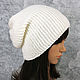 Beanie hat knitted Hooligan White, Caps, Orenburg,  Фото №1