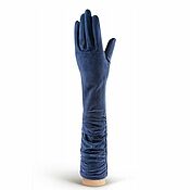 Винтаж handmade. Livemaster - original item Size 6.5. Demi-season gloves made of natural blue velour. Handmade.