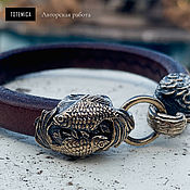 Украшения ручной работы. Ярмарка Мастеров - ручная работа Fish Bracelet | Bronze | Smooth Leather. Handmade.