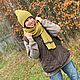 Комплект Шапка двойная и  длинный шарф НОРИС/ЮСТАС светло-серый. Комплекты головных уборов. Вязаный кэжуал  UNIC Ирина. Ярмарка Мастеров.  Фото №7