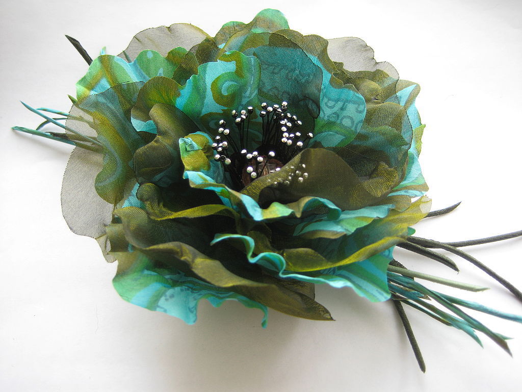silk flowers decoration brooch decoration hairpin decoration flower flower emerald green flower cloth flowers brooch fabric flowers hair clip
