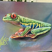 Картины и панно handmade. Livemaster - original item Pictures: Red - eyed frog frog. Original. Pastel. Handmade.