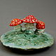 Fly agaric meadow.Ceramic cover, Figurines, Moscow,  Фото №1