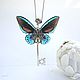 Transparent Pendant Key Blue Butterfly Vintage necklace. Pendants. WonderLand. My Livemaster. Фото №6