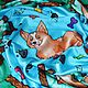 Шелковый платок с мультяшными корги. Платки. Рената Абдуллина (Renata-batik). Ярмарка Мастеров.  Фото №6