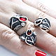 Conjunto de joyas anillo pendientes granate 925 plata esterlina DD0127, Jewelry Sets, Yerevan,  Фото №1