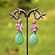 Order Summer tenderness - long drop earrings coral jadeite. Roxana flowers. Livemaster. . Earrings Фото №3