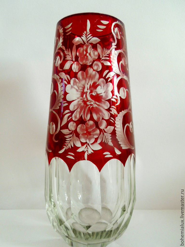 Vase Red glass Egermann 1930-1940, Bohemia, Vintage interior, Prague,  Фото №1