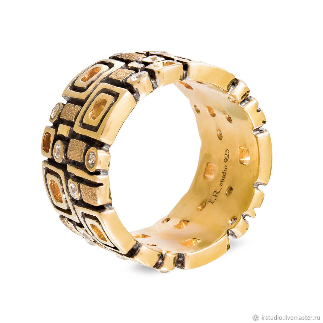 Широкое женское кольцо с белыми сапфирами (RMLWINW) в интернет-магазине ...