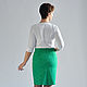 Falda lápiz verde con la altura de la cintura de algodón jacquard. Skirts. Tolkoyubki. Ярмарка Мастеров.  Фото №6