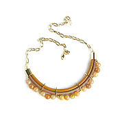 Украшения handmade. Livemaster - original item Leather necklace with agates on a chain 