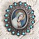 Brooch pendant virgin Mary painting silver 800, Vintage brooches, Ramenskoye,  Фото №1