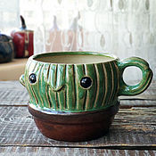 Посуда handmade. Livemaster - original item Mugs and cups: A large mug of cactus in a pot. Handmade.