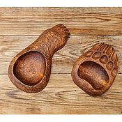 Посуда handmade. Livemaster - original item Wooden serving board for serving peanut sauce Paw and Footprint. Handmade.