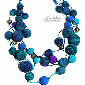 Necklace made of polymer clay, beads Blizzard (542)