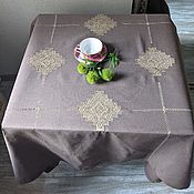 Для дома и интерьера handmade. Livemaster - original item Tablecloth linen 147/147 coffee with milk 4 Cubans (napkins optional. Handmade.