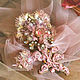 Brooch Delicate pink flower. Pearls, Swarovski crystals. shabby, Brooches, Bryansk,  Фото №1