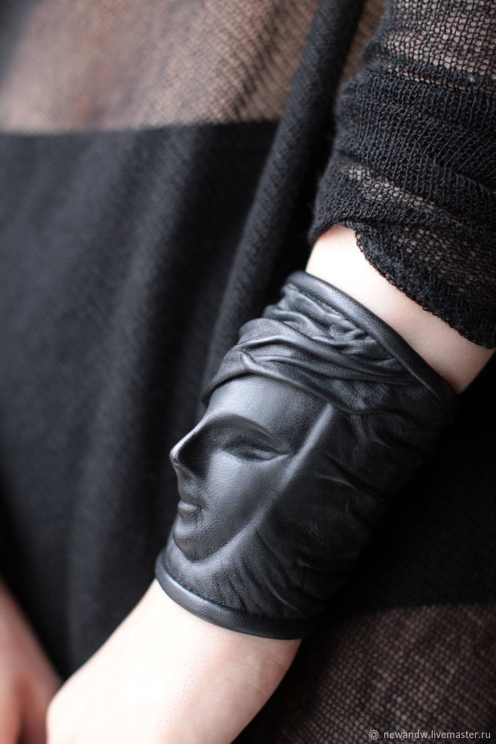 3D Bracelet 'Image in a hat' made of genuine leather, Cuff bracelet, Moscow,  Фото №1