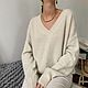 Angora jumper with V neck beige. Sweaters. malinacashmere (fall-in-love-brand). Online shopping on My Livemaster.  Фото №2