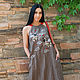 Long linen sundress with embroidered 'Pugs-cupids', Dresses, Vinnitsa,  Фото №1