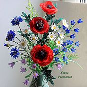 Цветы из бисера- тюльпан и мимоза