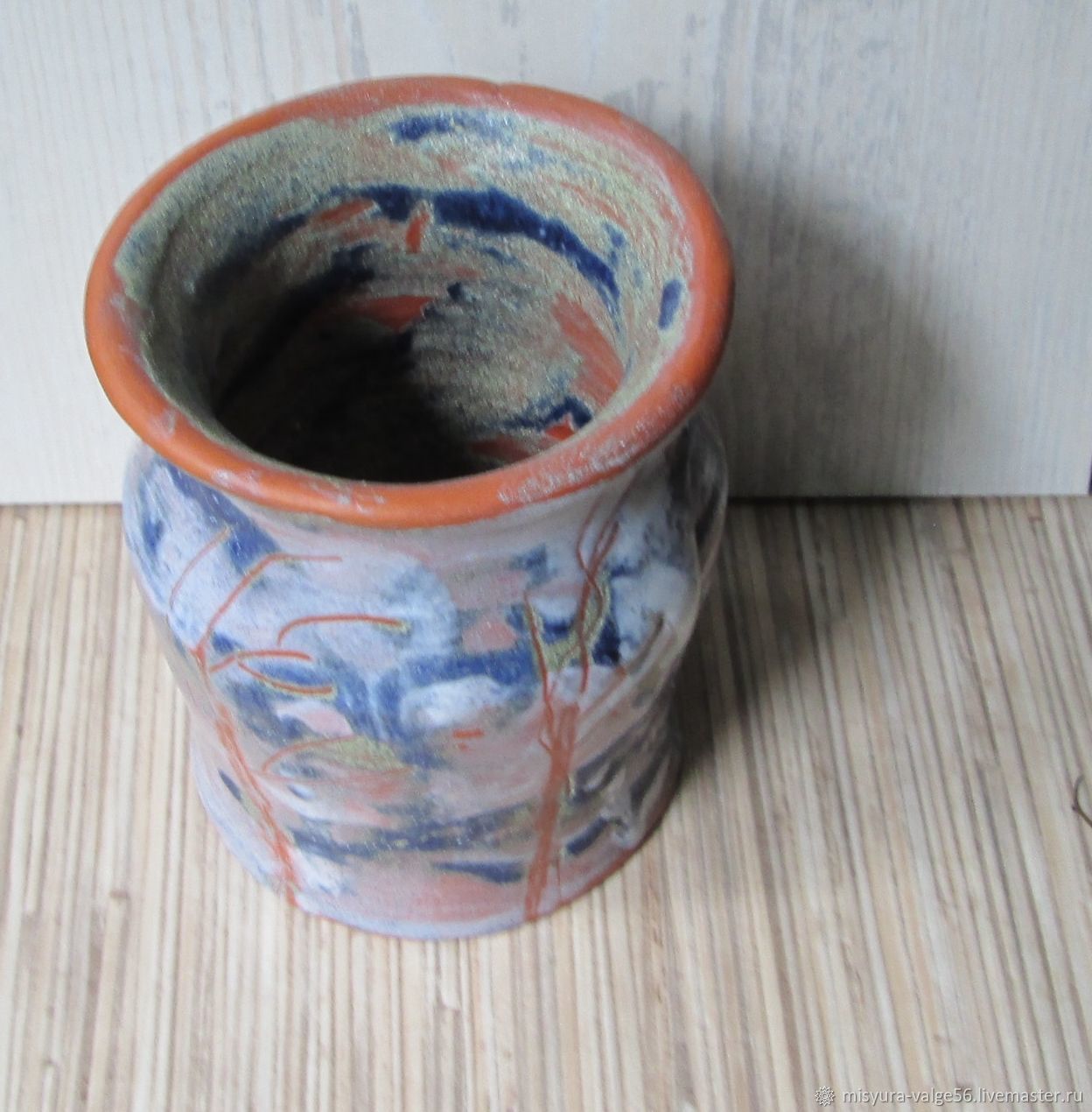 Ваза ветров. Напольная ваза майолика, обливная, цветная глазурь.. Из цветных керамических масс. Зеленая керамическая ваза 9 см глазурь Греция.