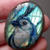 Украшения handmade. Livemaster - original item Labrador with the image of a blue bird. jewelry insert.. Handmade.