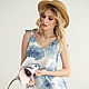 Order Pina colada linen sundress with ties, blue and white, short. mozaika-rus. Livemaster. . Dresses Фото №3