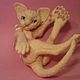 felt toy: pink cat Cornish Rex Eva, Felted Toy, St. Petersburg,  Фото №1