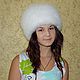 Женская шапочка "Кубанка" . Вязаная из натурального пуха!, Шапки, Лиски,  Фото №1