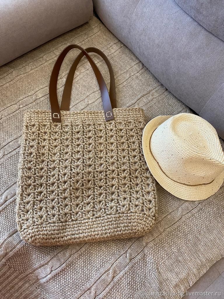 Летняя сумка-шоппер из джута – купить онлайн на Ярмарке Мастеров ...