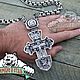 Вес 130 грамм, Родированное серебро 925 крест с ликами святых, Подвеска, Санкт-Петербург,  Фото №1