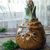 Посуда handmade. Livemaster - original item Banks: Hyacinth bulb with eyes, ceramic. Handmade.