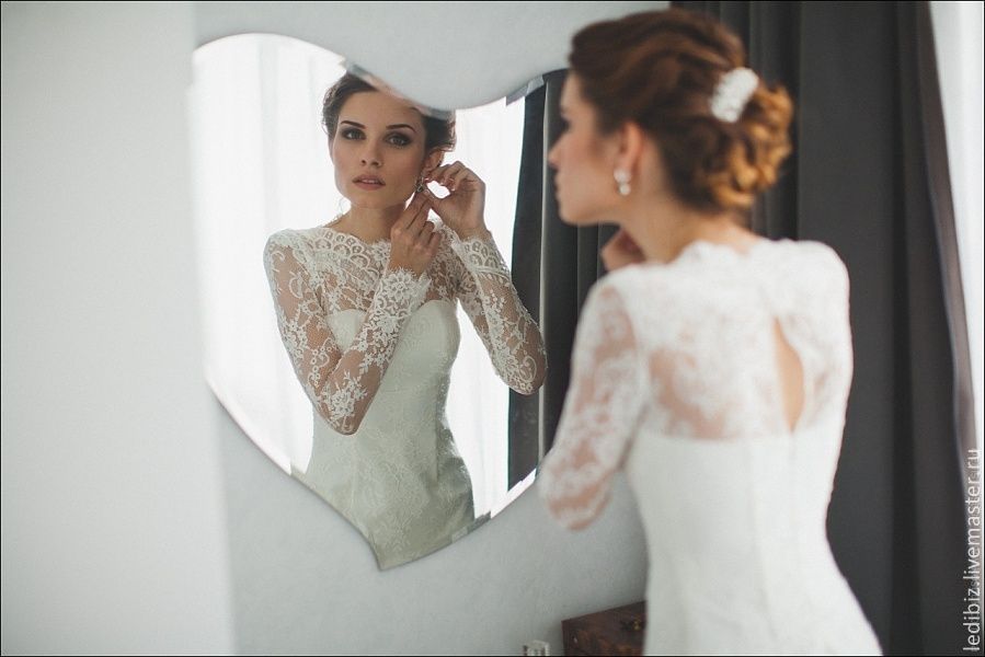 Ed Style Ivory Lace Wedding Dress With Long Sleeves L38