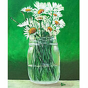 Картина маслом Клематис весенние цветы в вазе