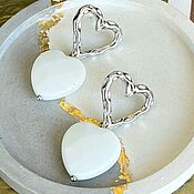 Украшения handmade. Livemaster - original item Stud Earrings White Hearts. Silver earrings. Handmade.