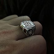 Русский стиль handmade. Livemaster - original item Ring, Star of Russia with Rotifer, male. Handmade.