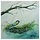 Картина с синичкой, весенний пейзаж с птичкой в гнезде, Картины, Москва,  Фото №1