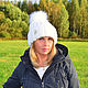 Knitted hat Women's White cap with lapel with pompom. Caps. Natalie Wool -Art. Online shopping on My Livemaster.  Фото №2