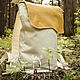 Linen rectangular backpack Clean sheet-natures.leather,linen,yellow,white, Backpacks, Tyumen,  Фото №1