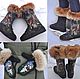 Set Boots and mittens felted 'Winter night'. High Boots. wool gifts. My Livemaster. Фото №6