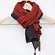Заказать Вязаная накидка-пончо-оверсайз Сине-терракотовая. ramremik-knitting-cashmere. Ярмарка Мастеров. . Пончо Фото №3