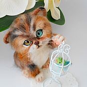 Куклы и игрушки handmade. Livemaster - original item felt toy: Kitten Button. Handmade.