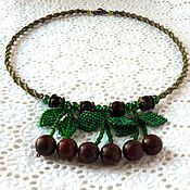 Украшения handmade. Livemaster - original item Necklace: Ripe cherries. Macrame necklace with jasper. Handmade.