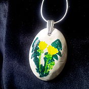 Украшения handmade. Livemaster - original item Pendant: ceramic pendant with painted dandelions. Handmade.