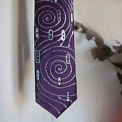 Аксессуары handmade. Livemaster - original item Tie Purple fantasy on the theme of Klimt, painted, narrow 5.5 cm.. Handmade.